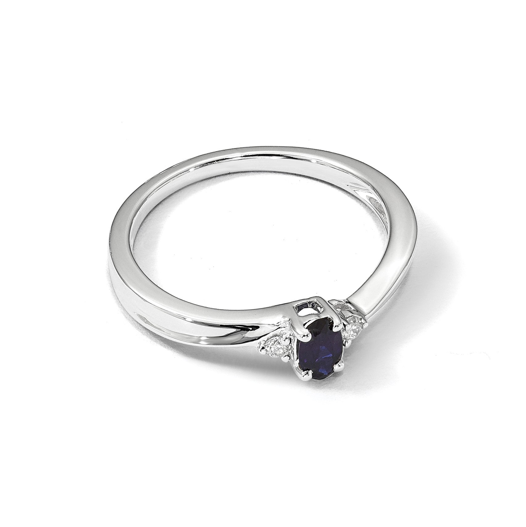 Sterlingsilber Rhodium Diamant/created Blau Saphir Geburtsstein Ring