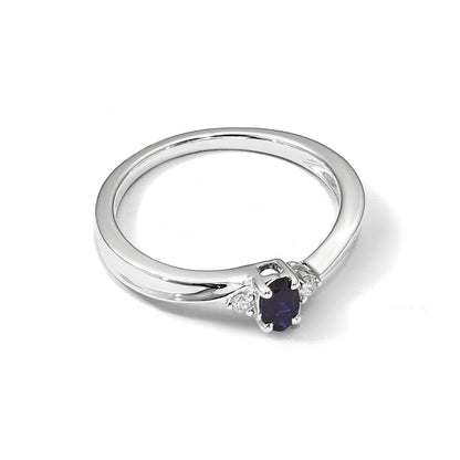 Sterlingsilber Rhodium Diamant/created Blau Saphir Geburtsstein Ring