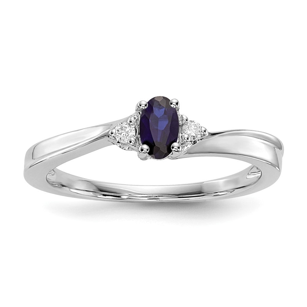 Sterlingsilber Rhodium Diamant/created Blau Saphir Geburtsstein Ring