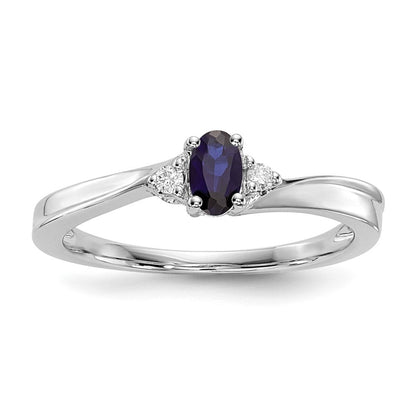 Sterlingsilber Rhodium Diamant/created Blau Saphir Geburtsstein Ring