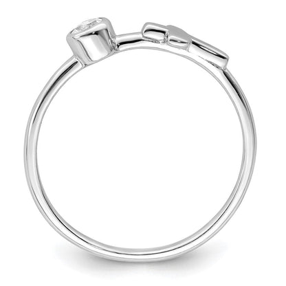 Sterlingsilber Rhodiniert Poliert Kreuz Weiß Topas Ring