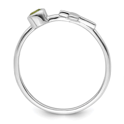 Sterlingsilber Rhodiniert Poliert Kreuz Peridot Ring