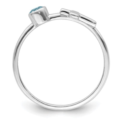 Sterlingsilber Rhodiniert Poliert Kreuz Ls Blautopas Ring