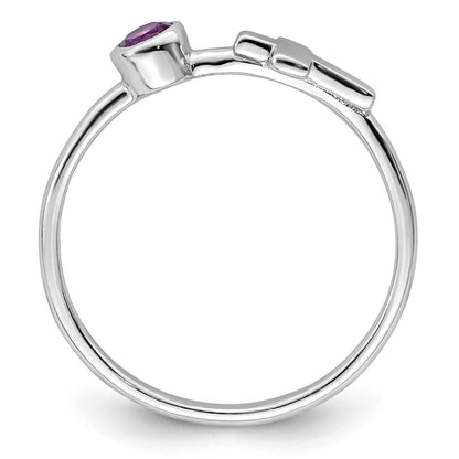 Sterlingsilber Rhodiniert Poliert Kreuz Amethyst Ring