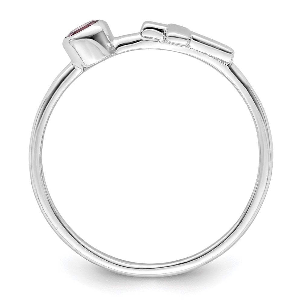 Sterlingsilber Rhodiniert Poliert Kreuz Rhodolith Granat Ring