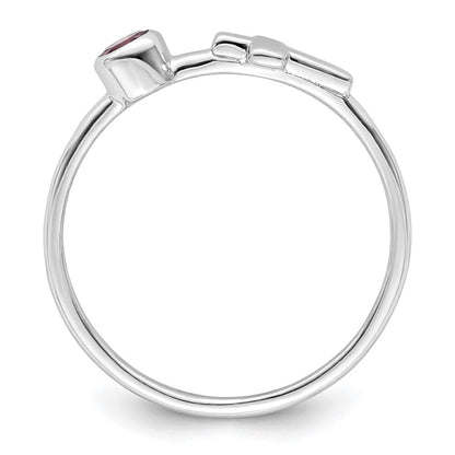 Sterlingsilber Rhodiniert Poliert Kreuz Rhodolith Granat Ring