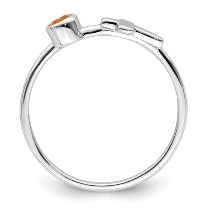 Sterlingsilber Rhodiniert Poliert Kreuz Citrin Ring