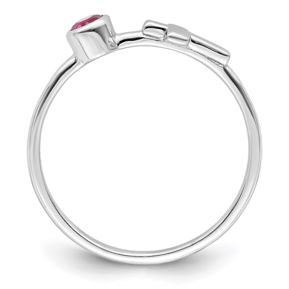 Sterlingsilber Rhodiniert Poliert Kreuz Rosa Turmalin Ring