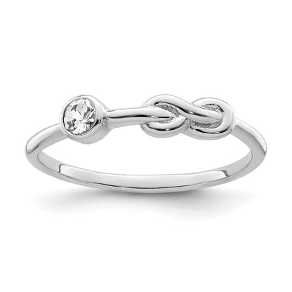 Sterlingsilber Rhodiniert Poliert Unendlichkeit Weiß Topas Ring