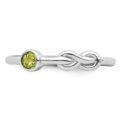 Sterlingsilber Rhodiniert Poliert Unendlichkeit Peridot Ring