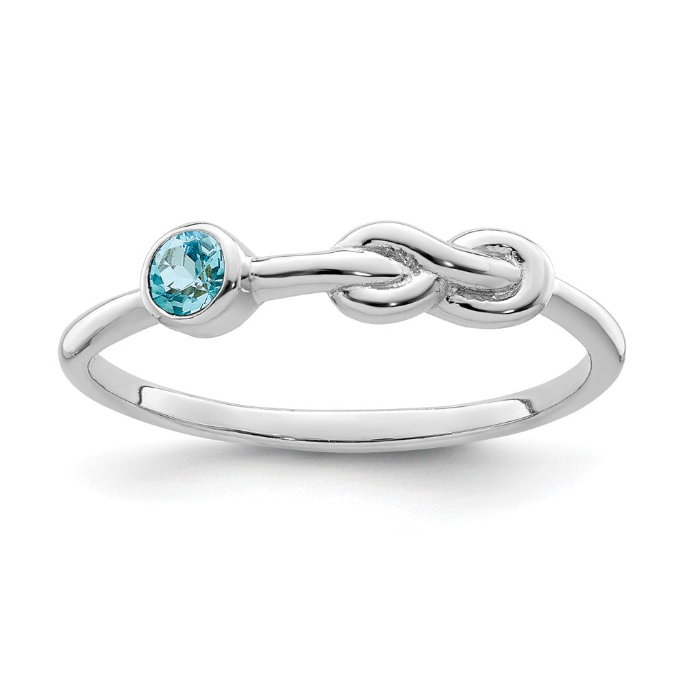 Sterlingsilber Rhodiniert Poliert Unendlichkeit Ls Blautopas Ring