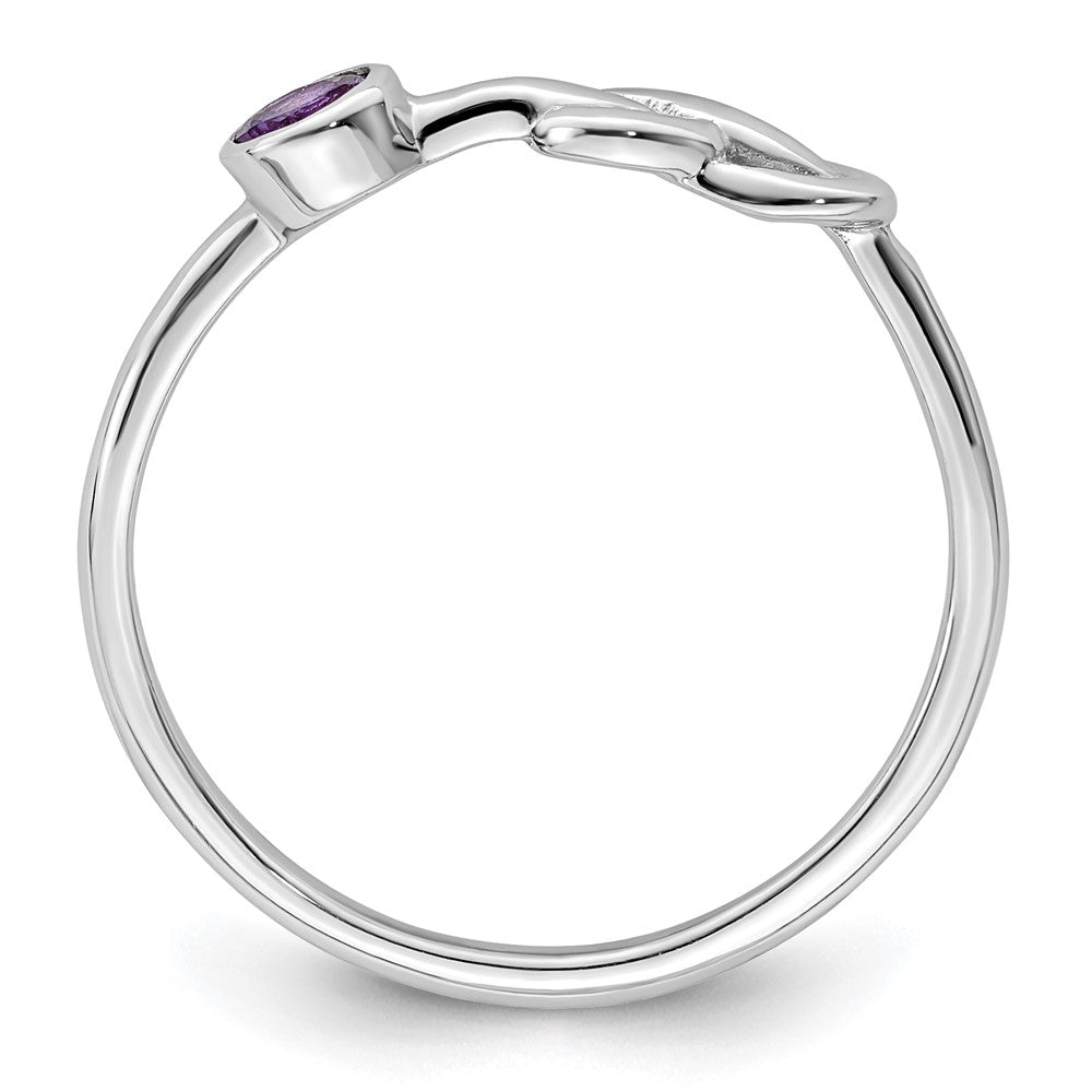 Sterlingsilber Rhodiniert Poliert Unendlichkeit Amethyst Ring
