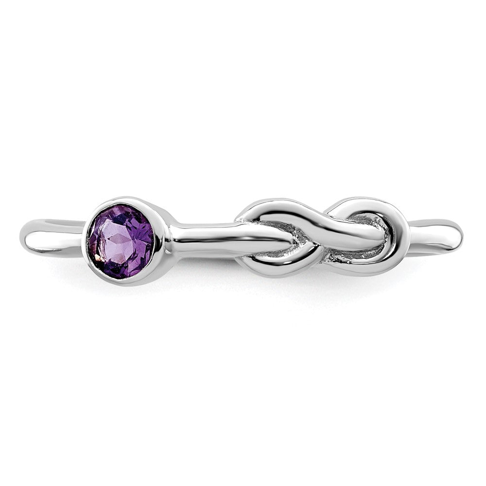 Sterlingsilber Rhodiniert Poliert Unendlichkeit Amethyst Ring