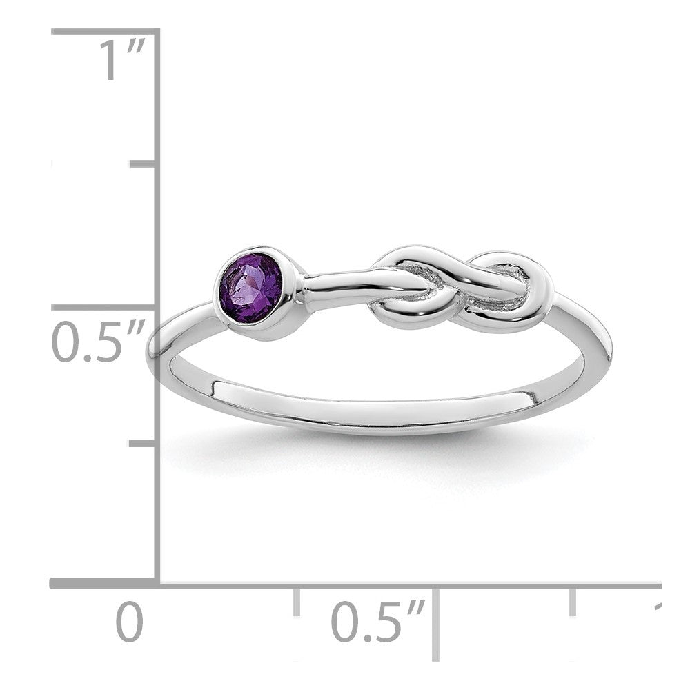 Sterlingsilber Rhodiniert Poliert Unendlichkeit Amethyst Ring