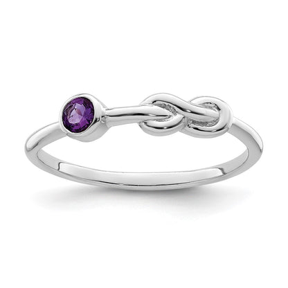 Sterlingsilber Rhodiniert Poliert Unendlichkeit Amethyst Ring