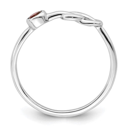 Sterlingsilber Rhodiniert Poliert Unendlichkeit Granat Ring