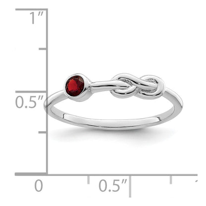 Sterlingsilber Rhodiniert Poliert Unendlichkeit Granat Ring