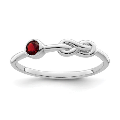 Sterlingsilber Rhodiniert Poliert Unendlichkeit Granat Ring