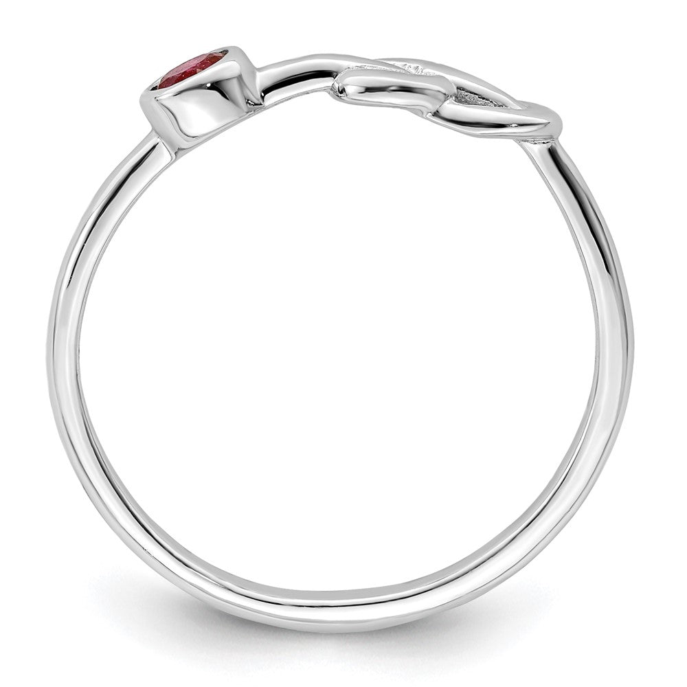 Sterlingsilber Rhodiniert Poliert Unendlichkeit Im Labor Erzeugt Rubin Ring