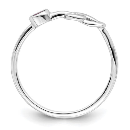 Sterlingsilber Rhodiniert Poliert Kreis Rhodolith Granat Unendlichkeit Ring