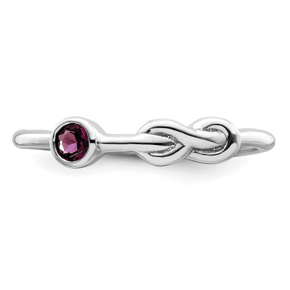 Sterlingsilber Rhodiniert Poliert Kreis Rhodolith Granat Unendlichkeit Ring