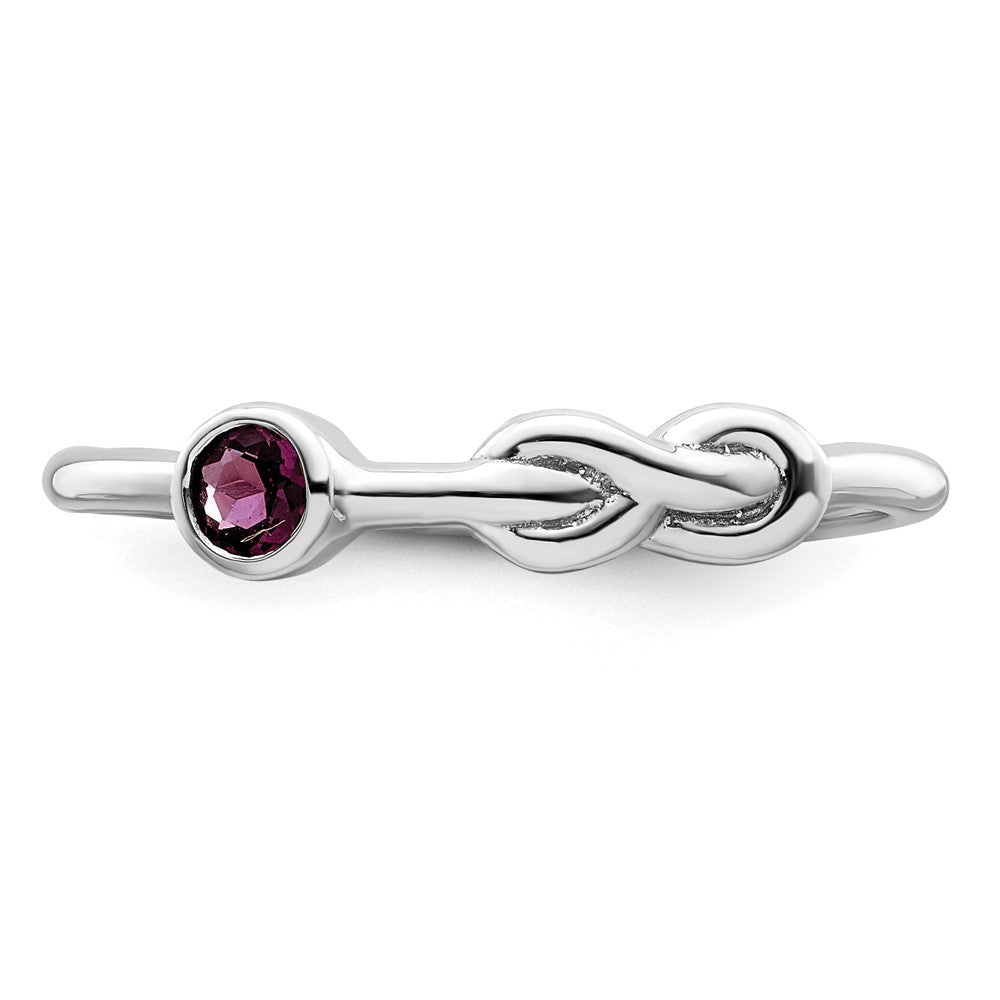 Sterlingsilber Rhodiniert Poliert Kreis Rhodolith Granat Unendlichkeit Ring