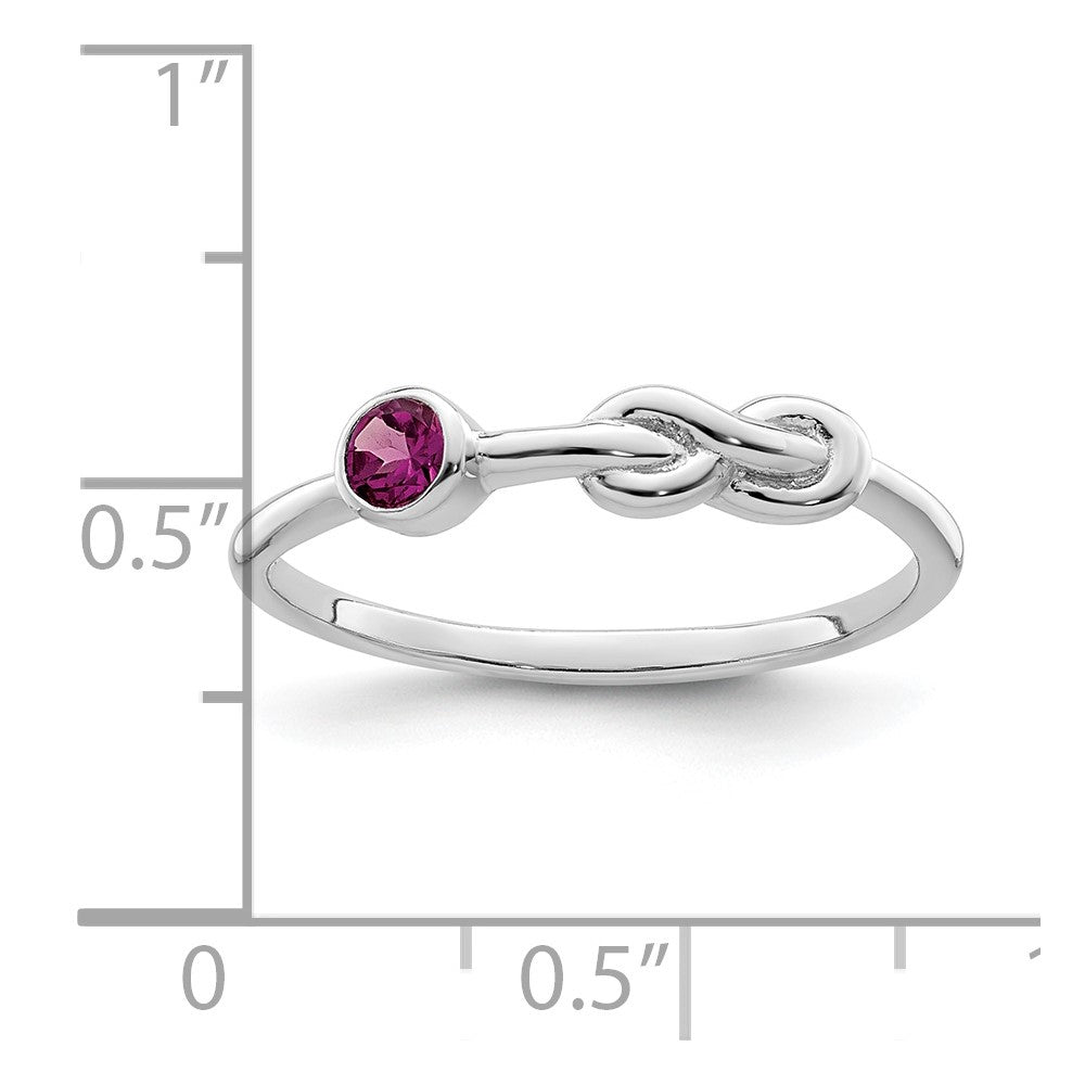 Sterlingsilber Rhodiniert Poliert Kreis Rhodolith Granat Unendlichkeit Ring