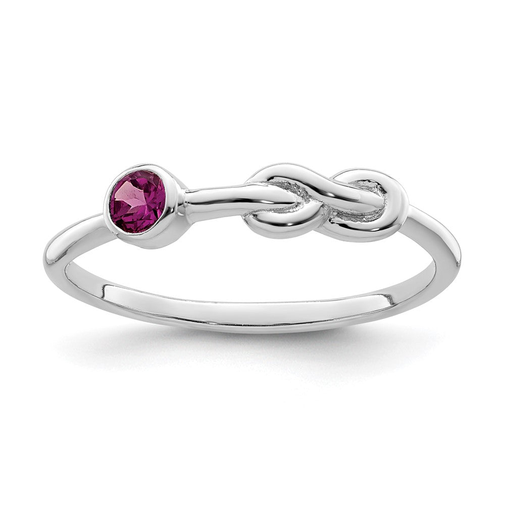 Sterlingsilber Rhodiniert Poliert Kreis Rhodolith Granat Unendlichkeit Ring