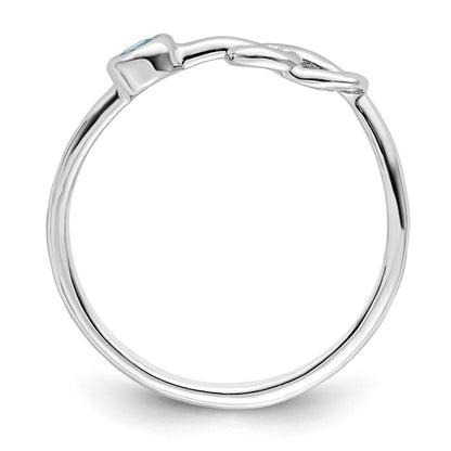 Sterlingsilber Rhodiniert Poliert Unendlichkeit Aquamarin Ring