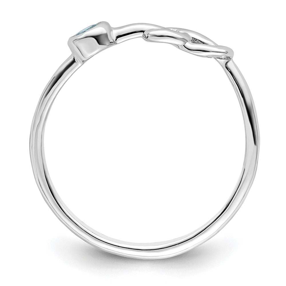 Sterlingsilber Rhodiniert Poliert Unendlichkeit Aquamarin Ring