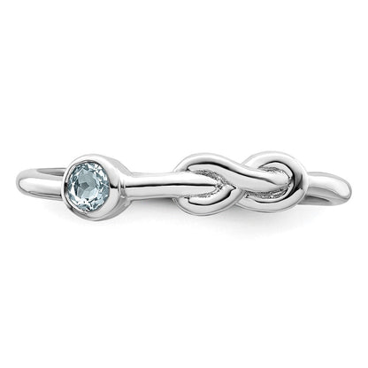 Sterlingsilber Rhodiniert Poliert Unendlichkeit Aquamarin Ring