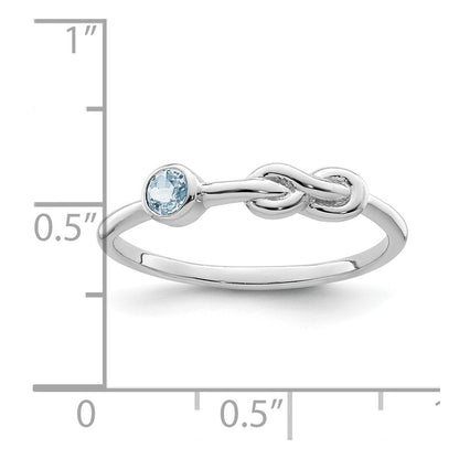 Sterlingsilber Rhodiniert Poliert Unendlichkeit Aquamarin Ring