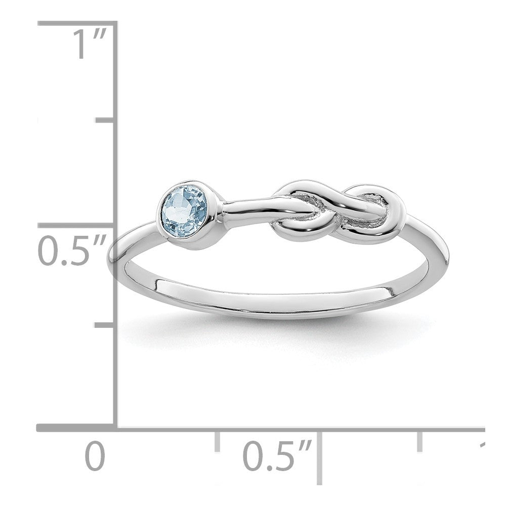 Sterlingsilber Rhodiniert Poliert Unendlichkeit Aquamarin Ring