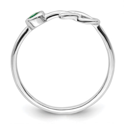 Sterlingsilber Rhodiniert Poliert Unendlichkeit Im Labor Erzeugt Smaragd Ring