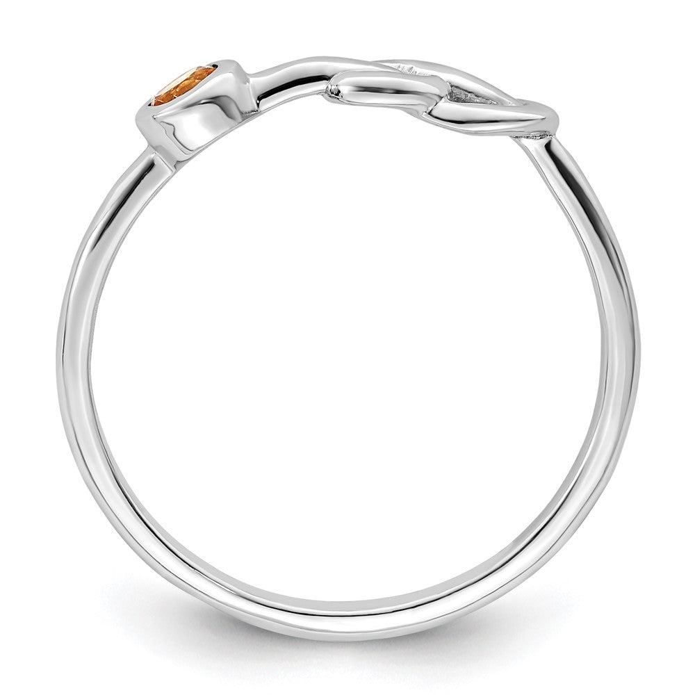 Sterlingsilber Rhodiniert Poliert Unendlichkeit Citrin Ring