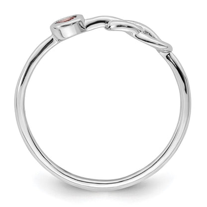 Sterlingsilber Rhodiniert Poliert Unendlichkeit Rosa Turmalin Ring