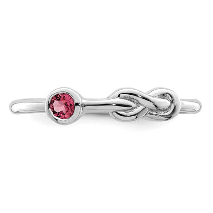 Sterlingsilber Rhodiniert Poliert Unendlichkeit Rosa Turmalin Ring