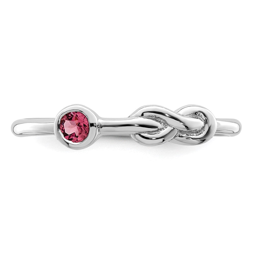 Sterlingsilber Rhodiniert Poliert Unendlichkeit Rosa Turmalin Ring