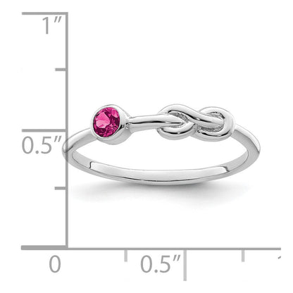 Sterlingsilber Rhodiniert Poliert Unendlichkeit Rosa Turmalin Ring