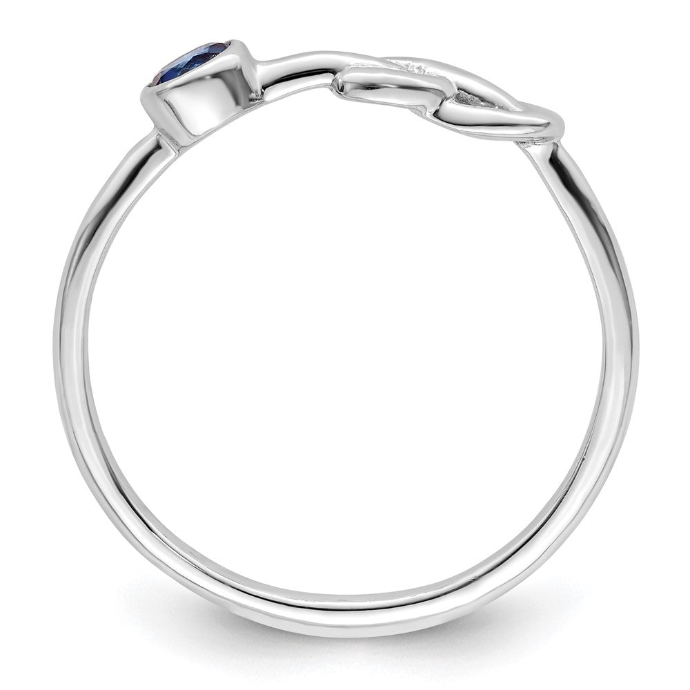 Sterlingsilber Rhodiniert Poliert Unendlichkeit Im Labor Erzeugt Saphir Ring