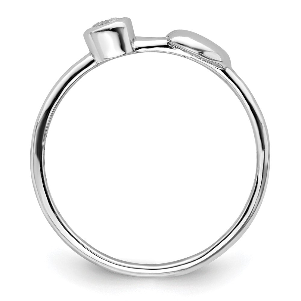 Sterlingsilber Rhodiniert Poliert Herz Weiß Topas Ring