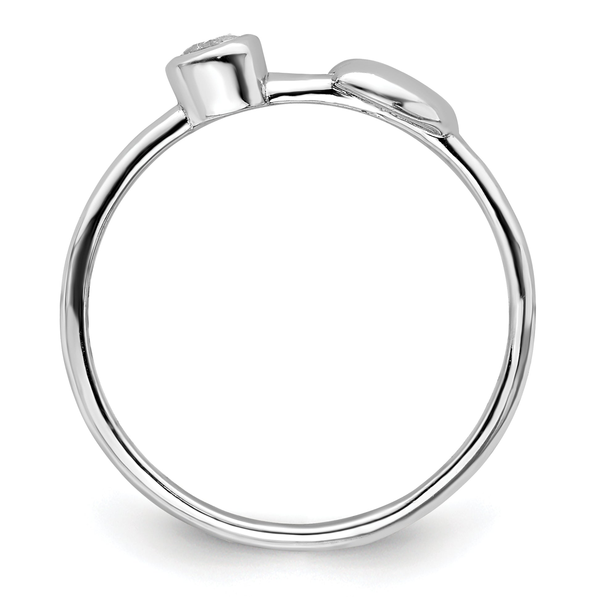 Sterlingsilber Rhodiniert Poliert Herz Weiß Topas Ring
