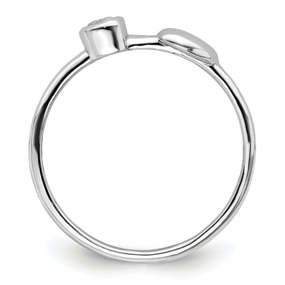 Sterlingsilber Rhodiniert Poliert Herz Weiß Topas Ring