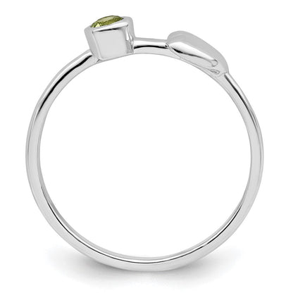 Sterlingsilber Rhodiniert Poliert Herz Peridot Ring