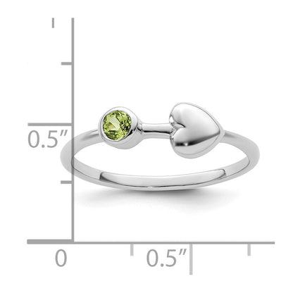 Sterlingsilber Rhodiniert Poliert Herz Peridot Ring