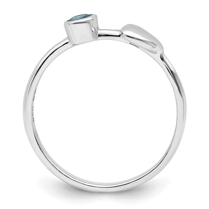 Sterlingsilber Rhodiniert Poliert Herz Ls Blautopas Ring
