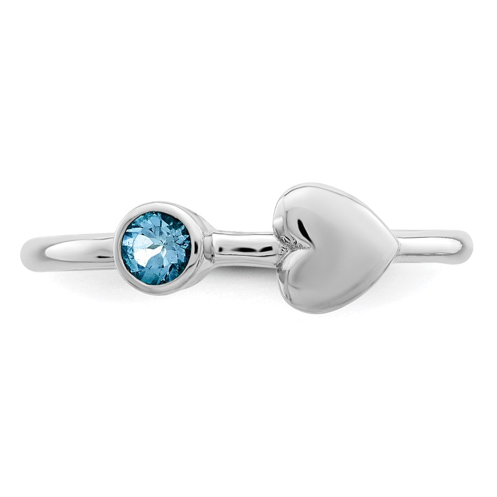 Sterlingsilber Rhodiniert Poliert Herz Ls Blautopas Ring