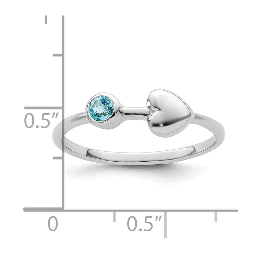 Sterlingsilber Rhodiniert Poliert Herz Ls Blautopas Ring