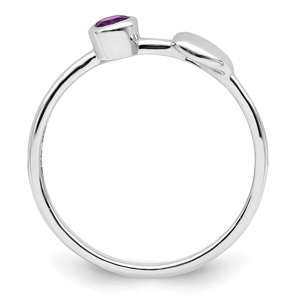 Sterlingsilber Rhodiniert Poliert Herz Amethyst Ring