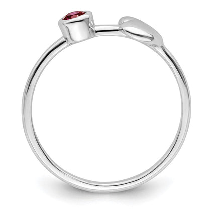 Sterlingsilber Rhodiniert Poliert Herz Im Labor Erzeugt Rubin Ring
